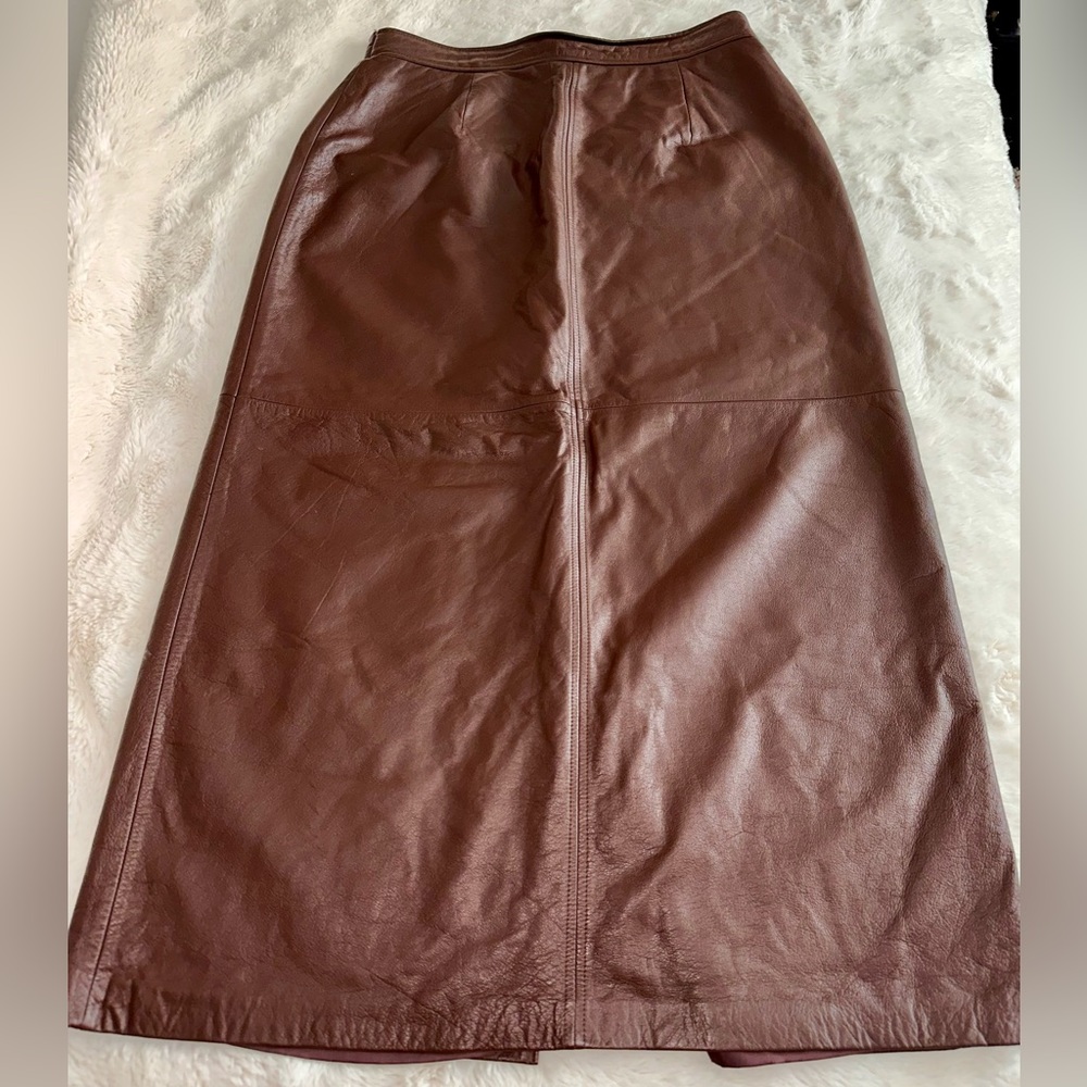 Vintage Real Leather Midi Skirt